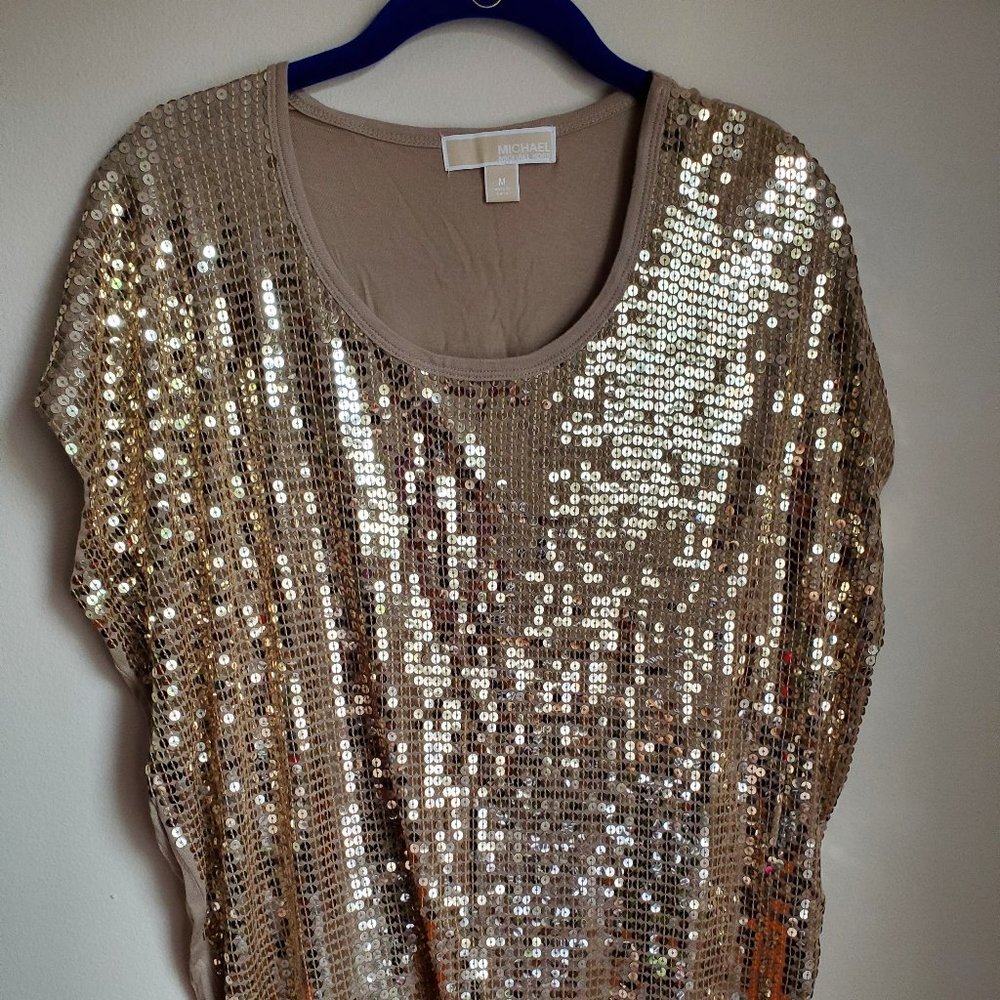 Michael by Michael Kors   Sequined top ( taupe/gold)
